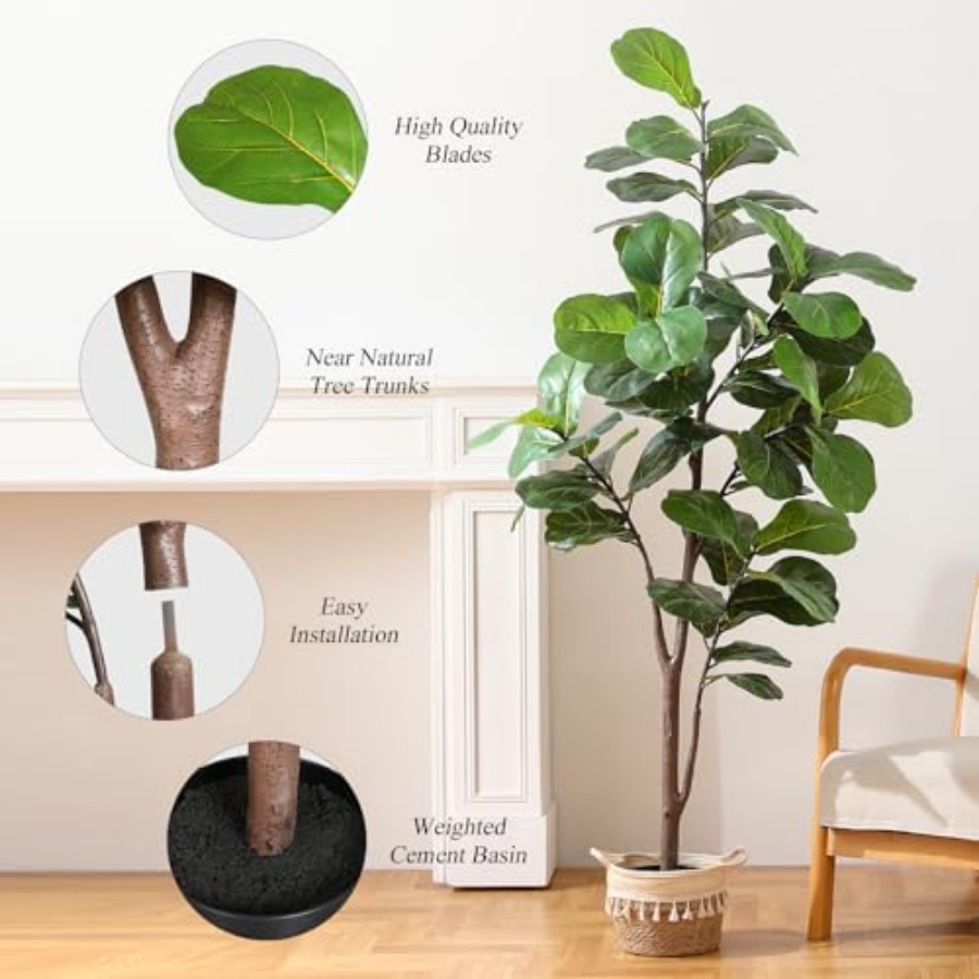 Artificial Fiddle Leaf Fig Tre - Ficus Lyrata Tree incelemesi ve fiyatı