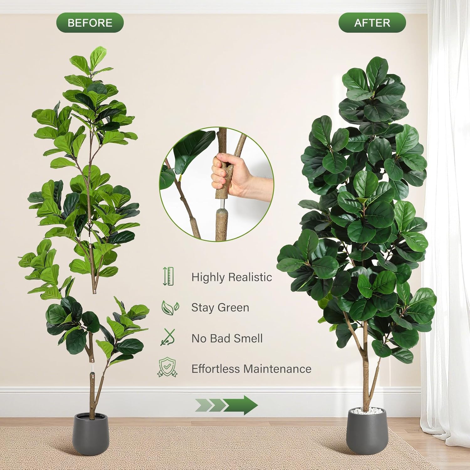 4FT/5FT/6FT/7FT Fiddle Leaf Fi - Ficus Lyrata Tree incelemesi ve fiyatı