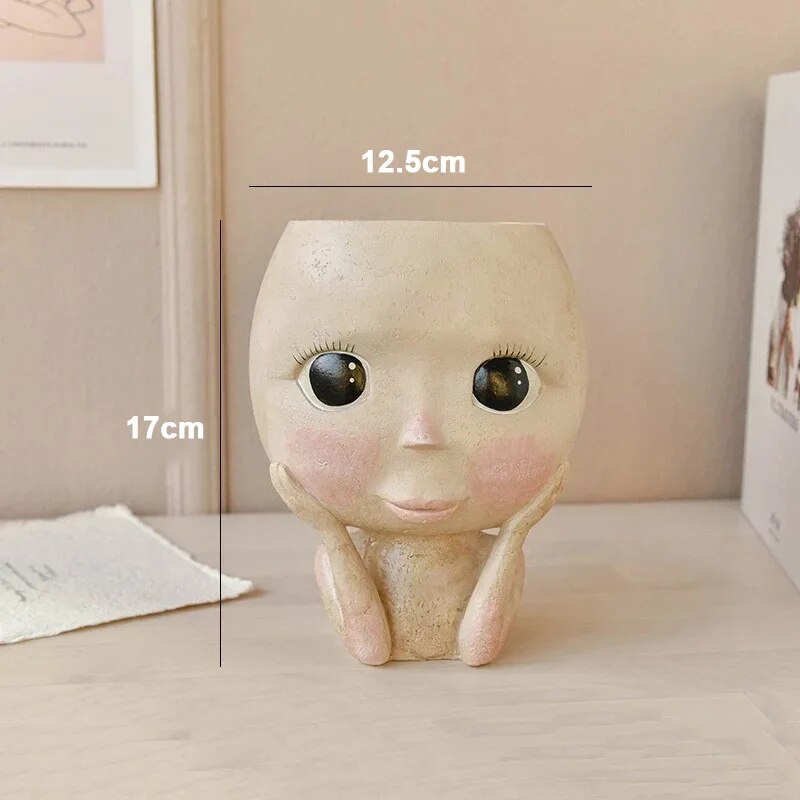 Girls Face Head Flower Planter - Echeveria Succulent incelemesi ve fiyatı